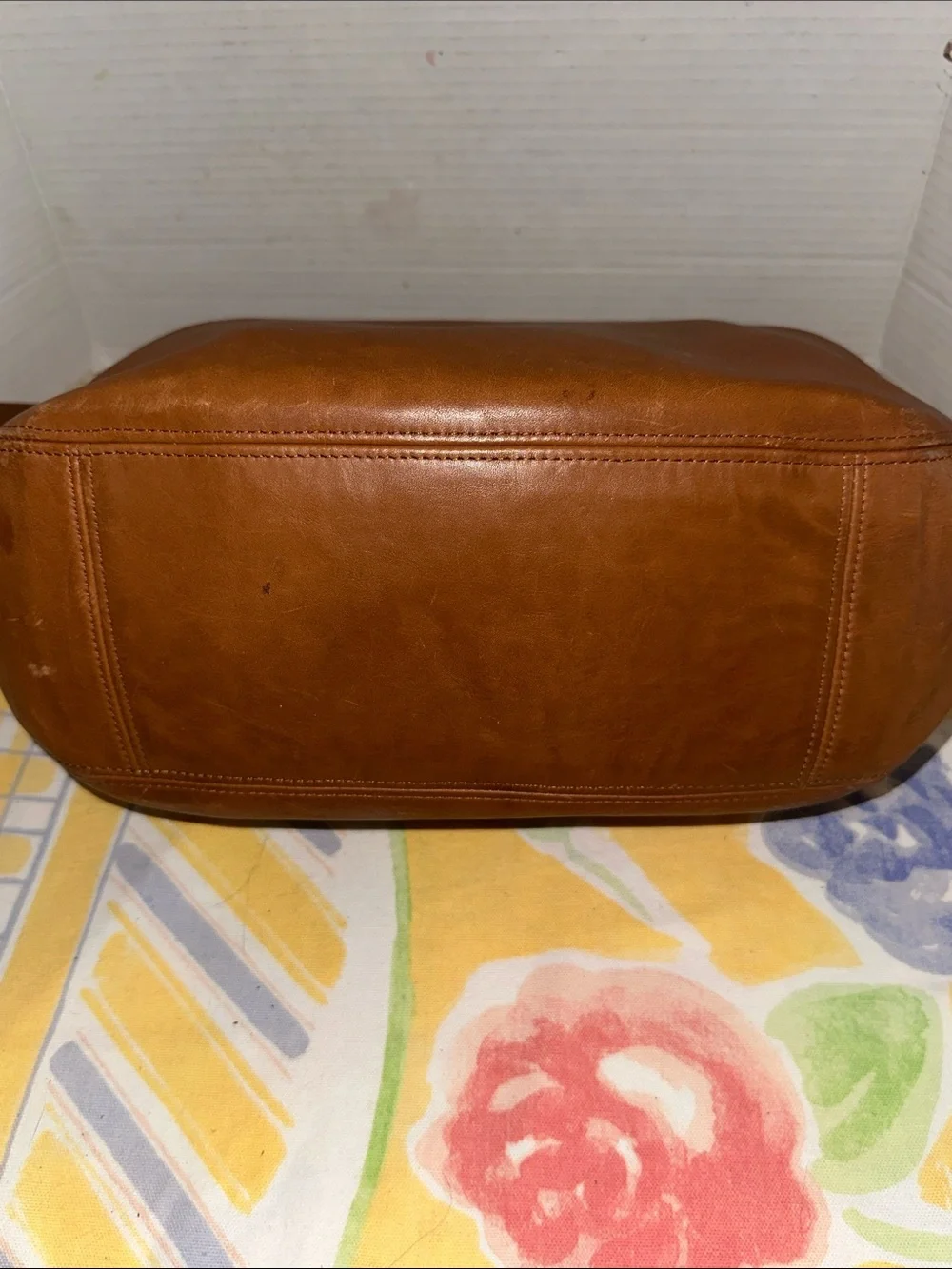Vintage Coach Brown Leather Shoulder Bag with Brass Ring Detail #4161
